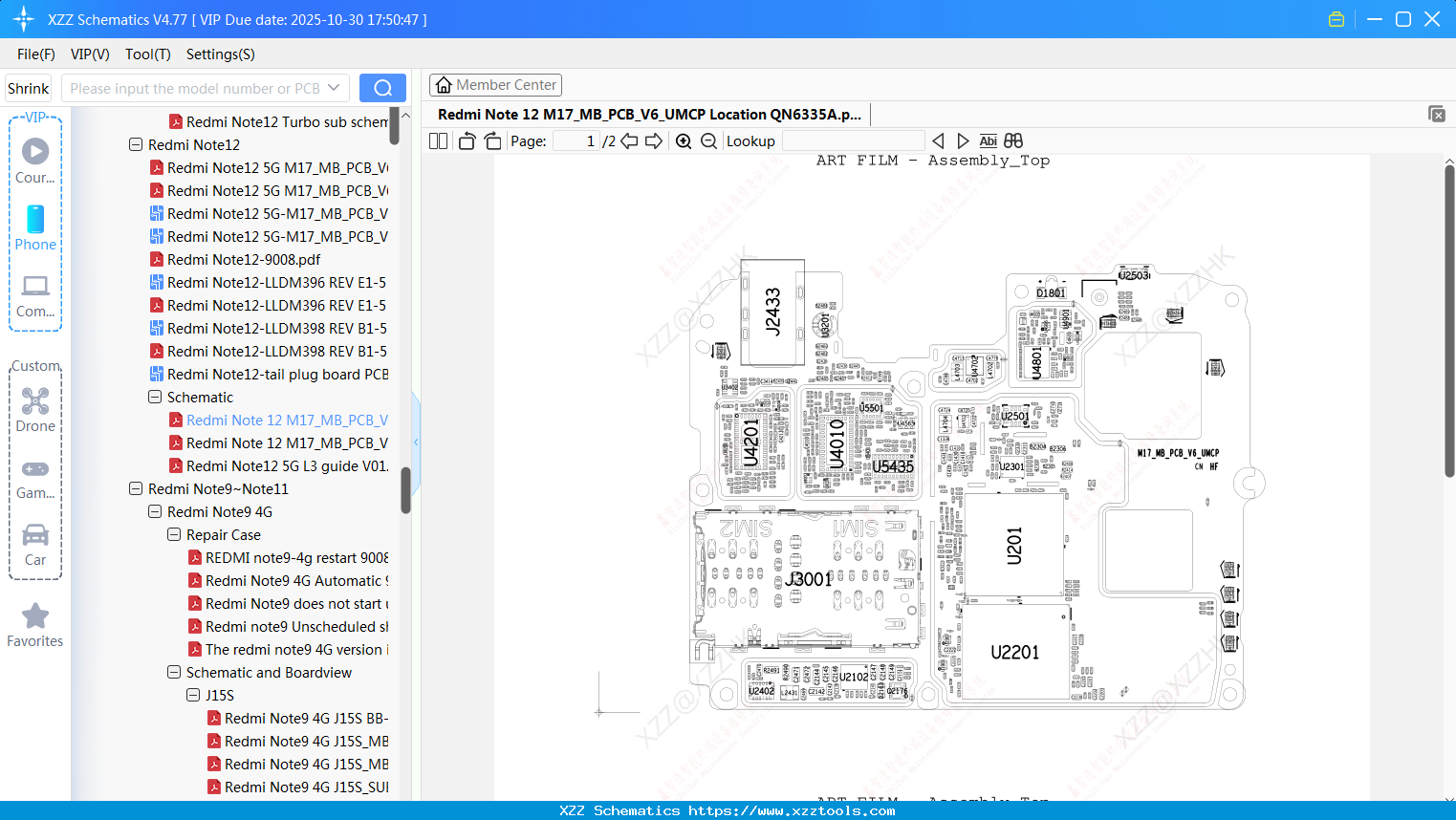 Xiaomi Redmi Note 12 M17_MB_PCB_V6_UMCP Location QN6335A